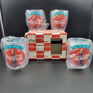 Coca Cola 14oz Double Rocks Cup Set Plastic 4"H Always Coca Cola New with Box